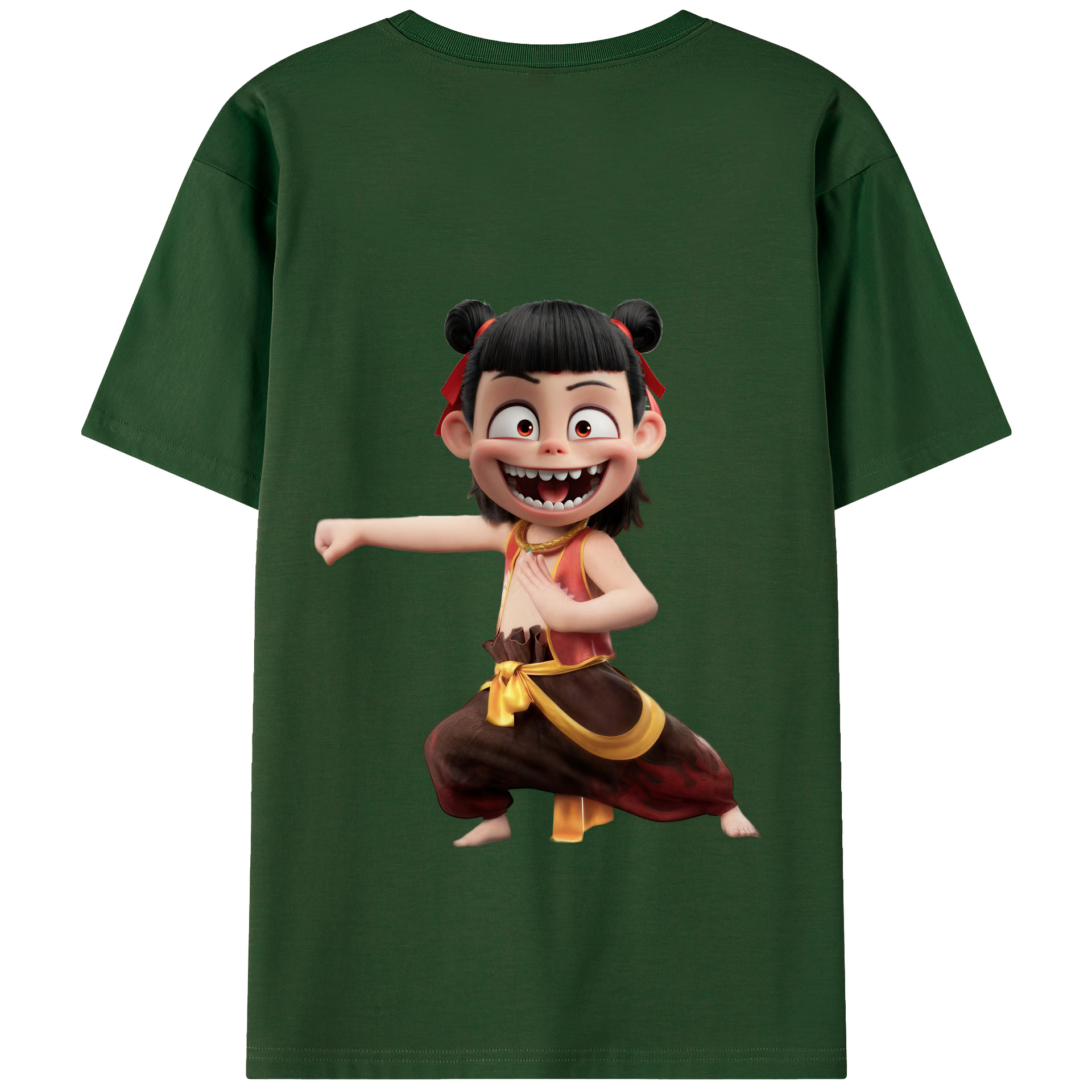 （画像用） Ne Zha 2 ナタ 魔童の大暴れ 綿100％半袖Tシャツ（背面プリント）